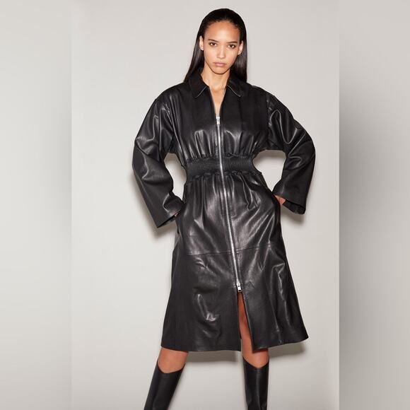 FRAME 100% Lamb Leather Trench Coat Black XS $2800 NWT - Picture 4 of 9